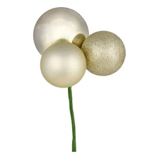 Vickerman 18" Plastic Ball Ornament Christmas Picks in Champagne Gold (Set of 4)