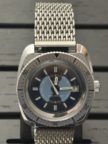 Timex Marlin Calendar 🤿Dive Watch - Vintage‼️ 1973 - Unique Dial In Marlin Case