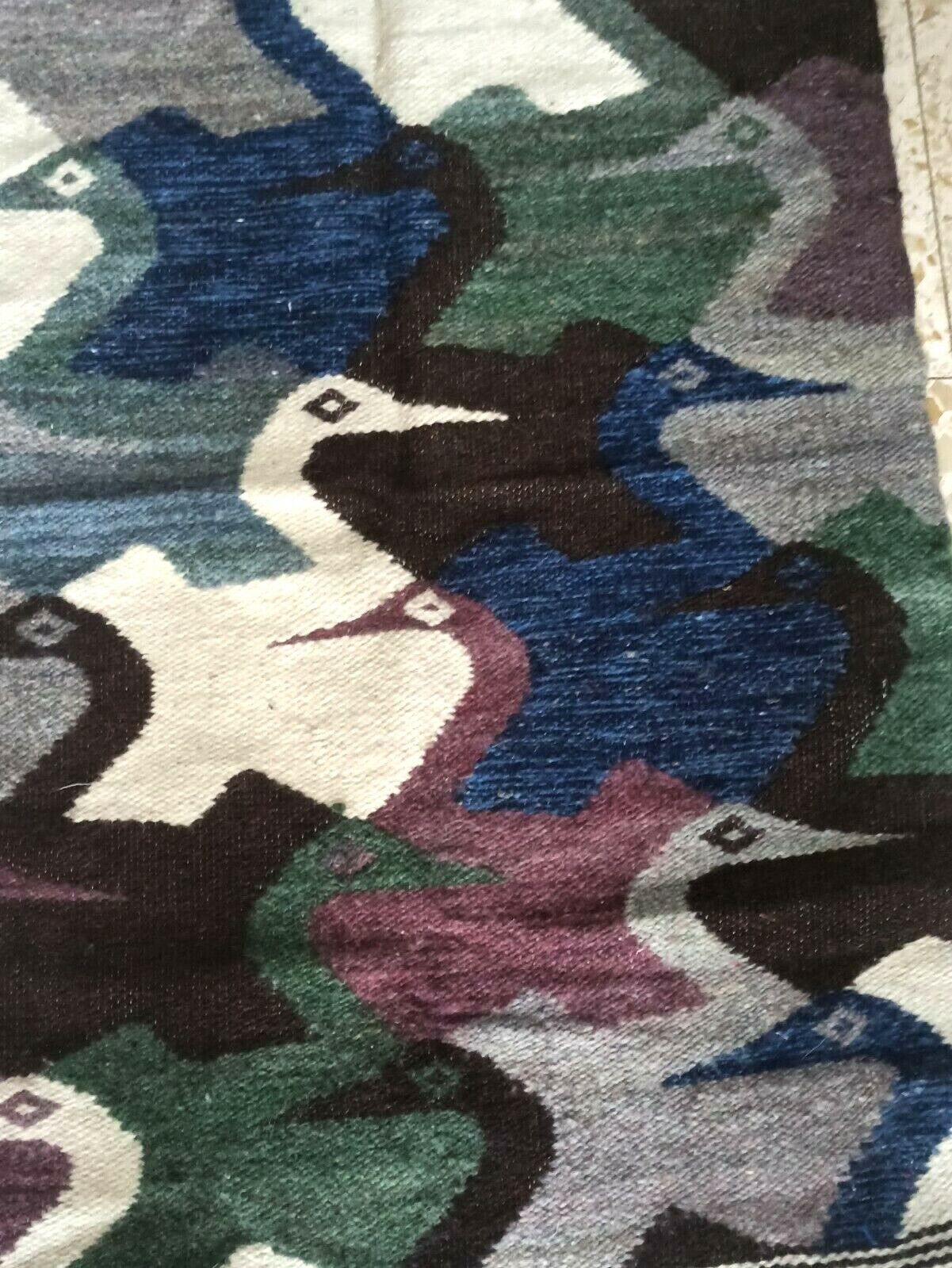 South American Tapestry M.C Escher Artist Geometric Design Birds Wool Hand Woven