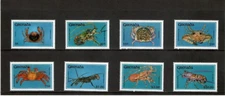 Grenada 1990 - Crustaceans Marine Life Fish - Set Of 8 Stamps Scott #1887-94 MNH