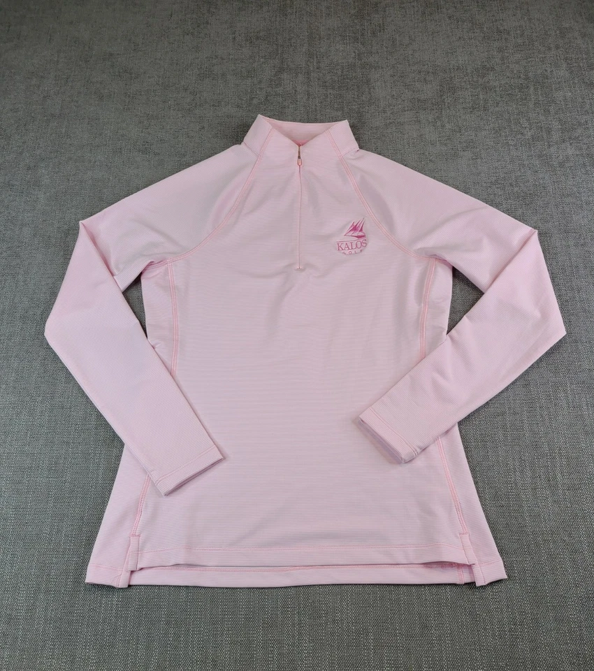 Pullover Peter Millar Mujer S Rosa Rayas Perth Cuarto Cremallera Golf Rendimiento Foto 2 de 4