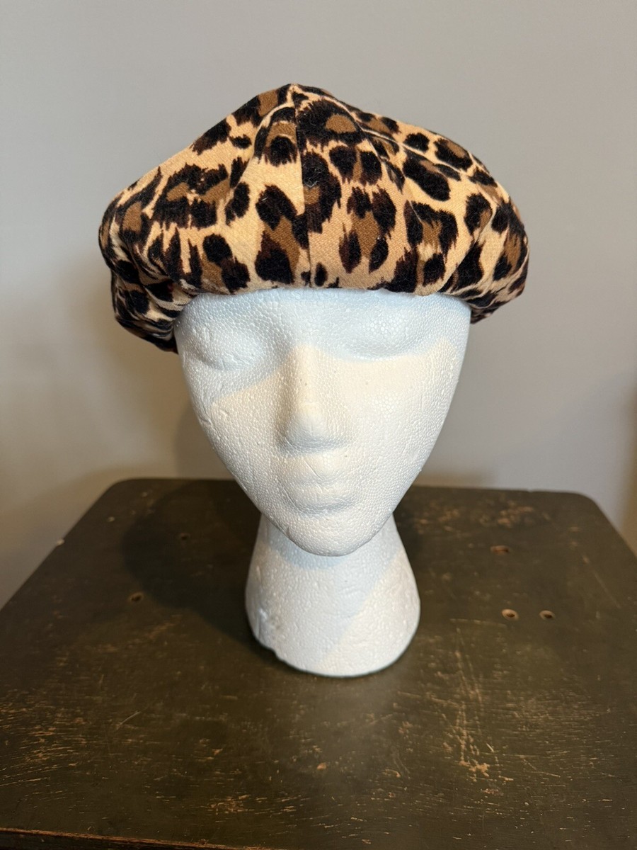 Cheetah Angora Beret IHAUIUE Leopard Print Beret Hat Animal Cheetah Pattern  main image 2