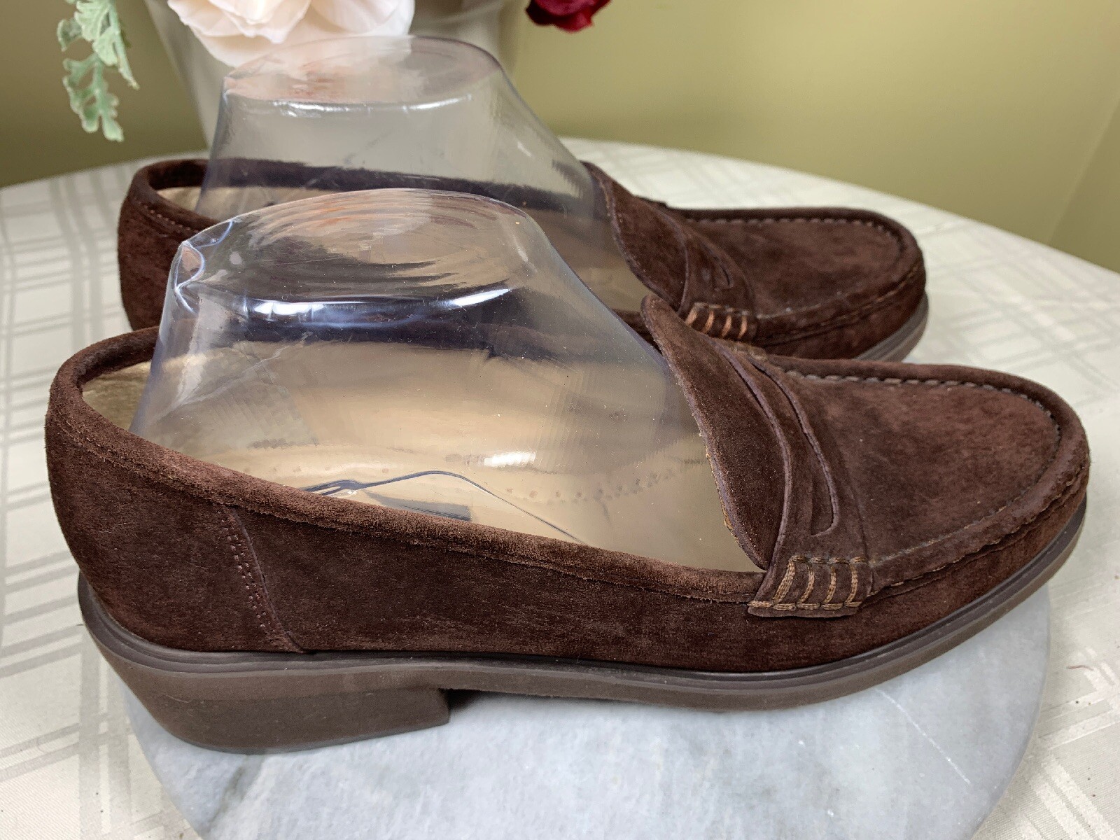 Hush Puppies Moc Brown Suede Slip On Penny Loafer Shoes Women’s Size 10