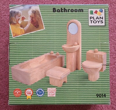 1998 PLAN TOYS CLASSIC BATHROOM SET DOLL FURNITURE 9014 NIB