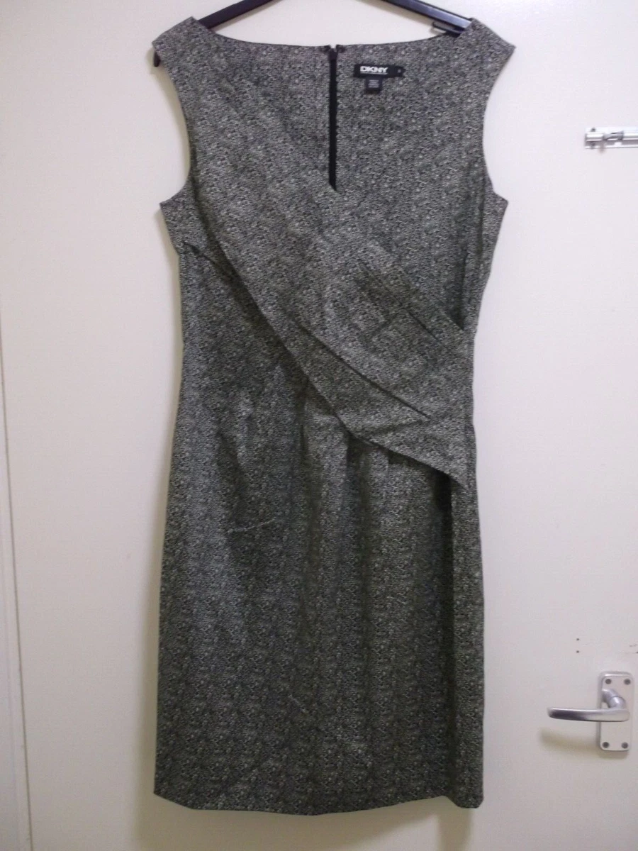 DKNY LONG SILK NYLON DRESS UK SIZE 8 SLEEVELESS GREY