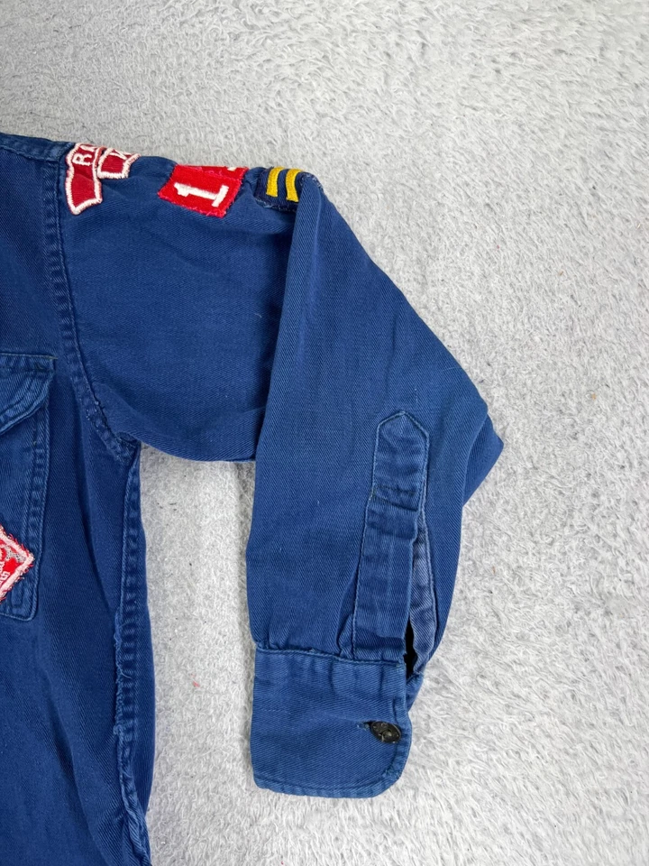 VINTAGE Boy Scouts Shirt Youth Medium Blue Official Sanforized Long Sleeve - Image 2 of 4