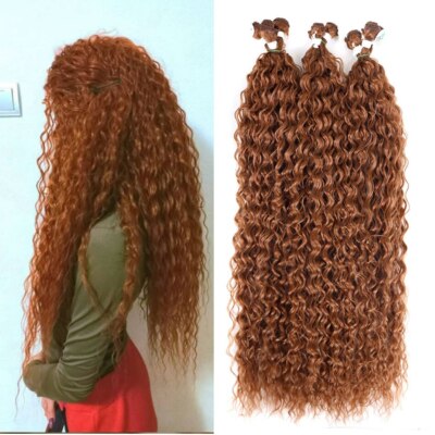 Curly Hair Bundles Synthetic Hair Extensions Blonde Two Tone Color Hair Weave