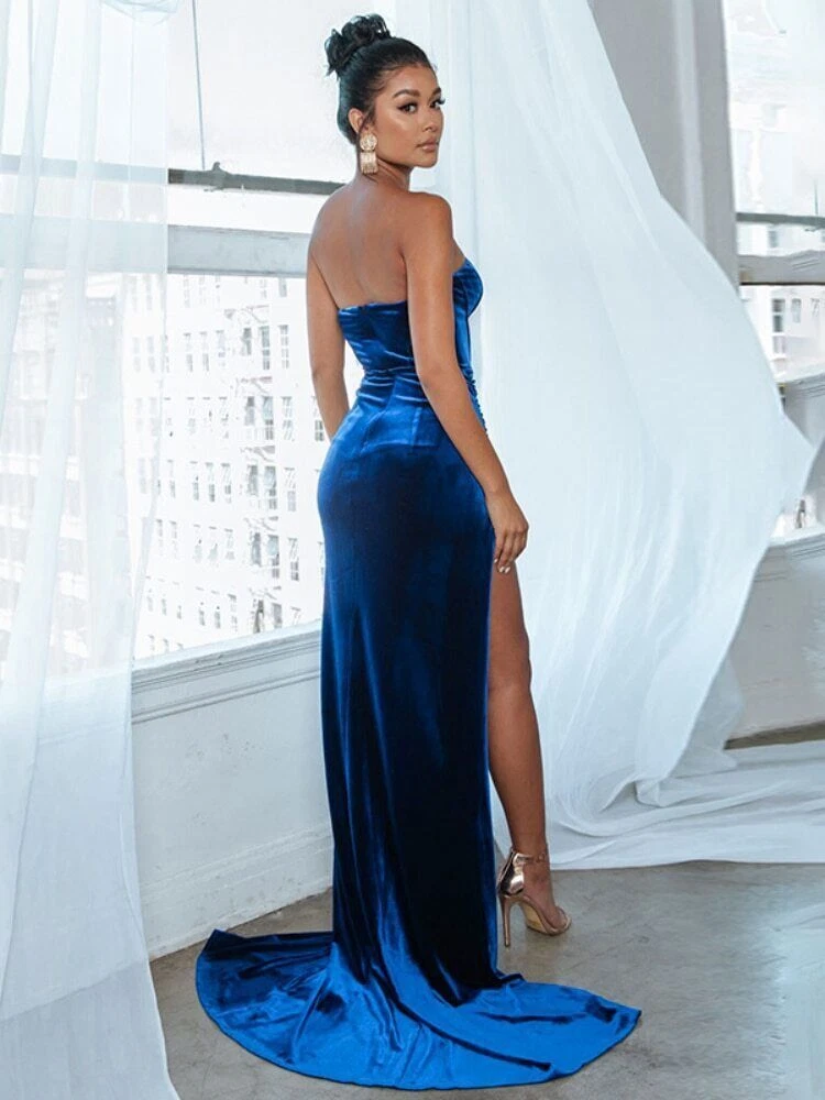 Navy velvet store evening gown