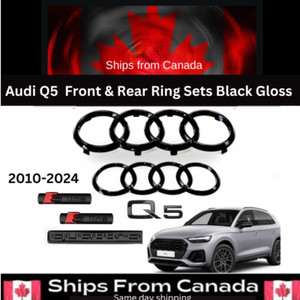 AUDI Q5  Emblem Gloss Black, Front Grille Rear Trunk Ring Set 2010-2025