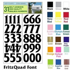 SET OF 31, 2" HIGH SELF ADHESIVE VINYL MAILBOX NUMBERS, DOOR,LOCKERS,FRITZQUAD