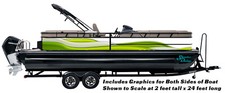 Green Gray Waves White Graphic Kit Decal Fishing Boat Wrap Pontoon Vinyl