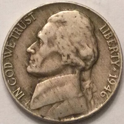 1946 Jefferson Nickel NO MINT MARK RARE Post-War Coin | eBay