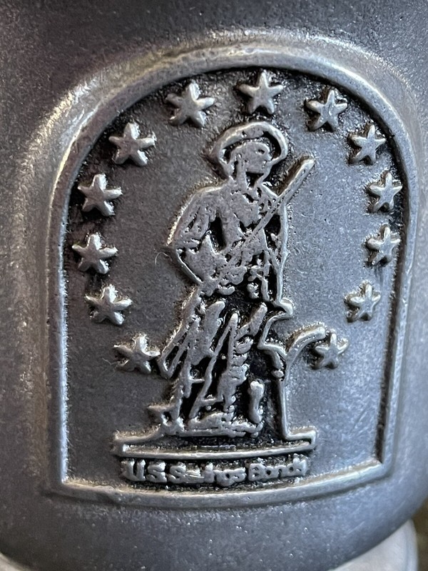 Pewter Mug Tankard US Savings Bond Minute Man Logo Embossed Used Unique Rare