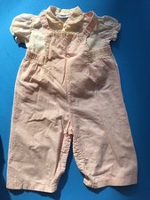VINTAGE Girls Cotton PINK Striped JUMPER Puff Sleeve TOP A Coomb Creation Baby A