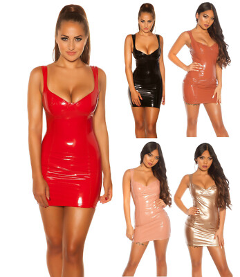 Mini dress Koucla dress wet look leather look patent look mini dress Milax fashion