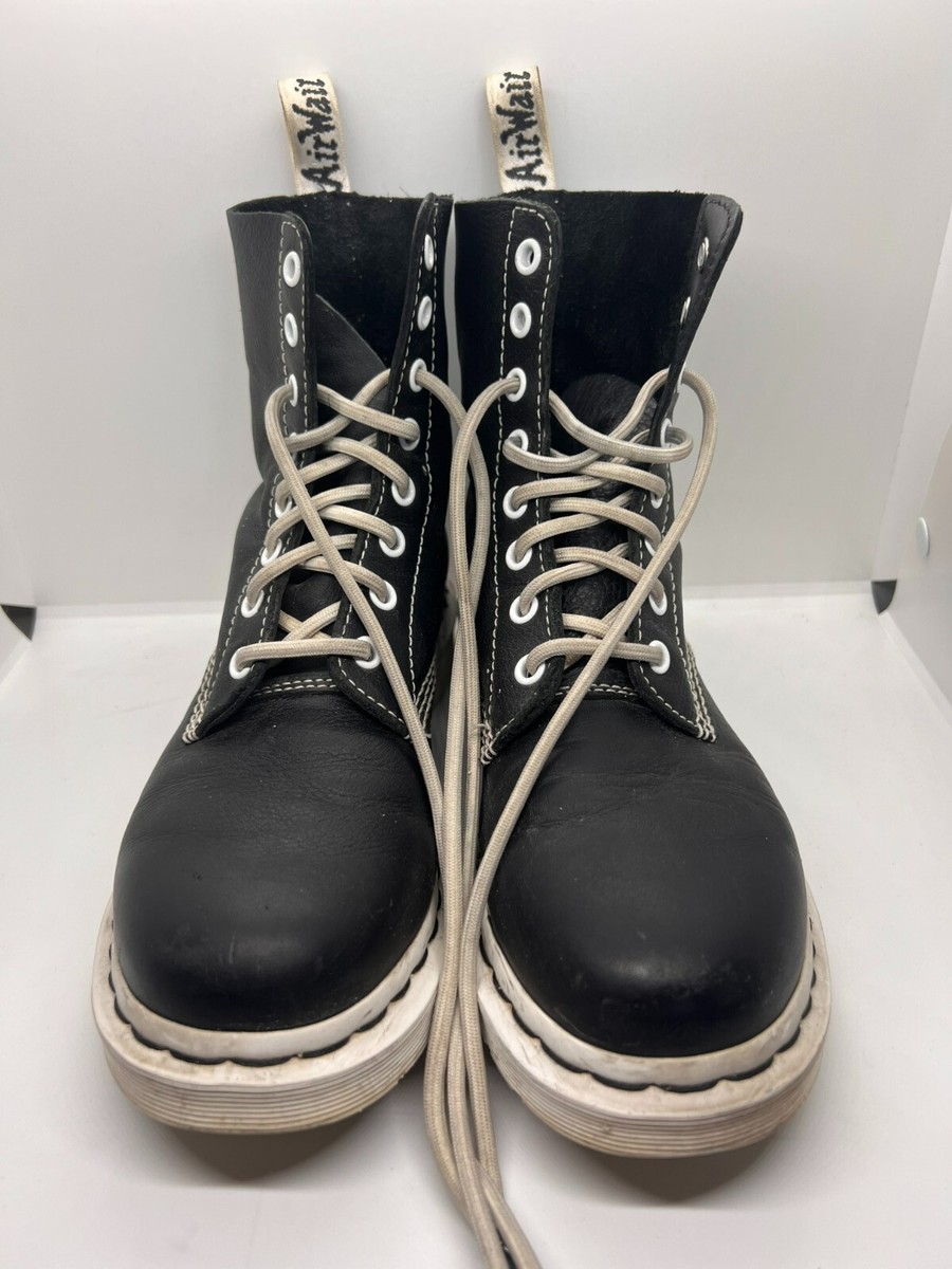 Dr Martens 1460 Pascal Leather Boots Virginia Black White Womens EUC US8