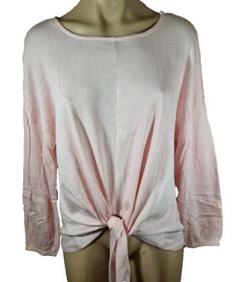 BNWT Ladies Sz S Katies Brand Pretty Dusty Pink Tie Front Texture Top RRP $50