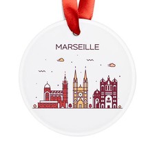 MARSEILLE FRANCE Skyline, French Travel, Personalized Acrylic Ornament Gift