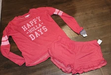 Grayson Threads Red Christmas Happy Holla Days Sleep Lounge Pajama Set Size XS