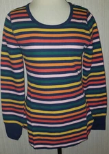 Women's Old Navy Dark Blue Multi Stripe Long Sleeve Thermal Top Sizes S, M, L