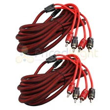 2 Pack 16FT 2 Channel RCA Audio Cable Dual Male Connect Noise Rejection DS18 R16