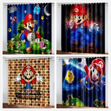 Kids Boys Super Mario Cartoon Thick Blackout 3D Curtains Thermal Ring Top Eyelet