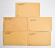 Lot (5) 1963 US Mint Proof Set Envelope - NO Coins Empty