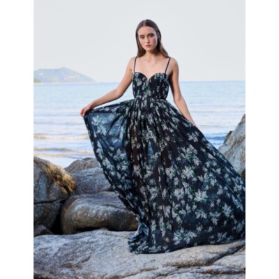 Sau Lee Women's Georgina Floral Maxi Dress - Black Multi - Size 10