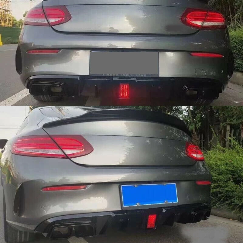 For 15-18 Mercedes Benz C205 Coupe C43 C63 Style Rear Diffuser+Tailpipe Black Foto 2 de 4