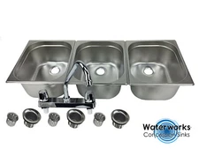 Large 3 Compartment Sink set For Portable Concession Sinks w/Faucet
