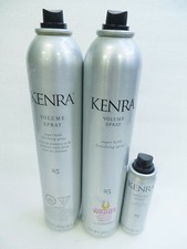KENRA 25 VOLUME FINISHING SPRAY SUPER HOLD 10 oz X 2 with travel size 1.5 oz 