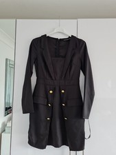 PRETTY LITTLE THING Black blazer/military style dress BNWT Size 8