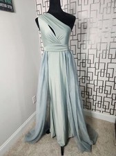 Faeriesty One Shoulder Sleeveless Mesh Prom Green Dress