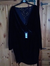 L@@K NWT M&S SIZE 20S BLUE VELVET & LACE XMAS PARTY WEAR DRESS 44" BUST 