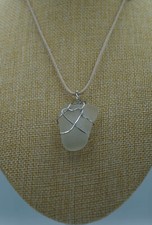 White Clear Sea Glass Pendant: Pear Shape P 2 