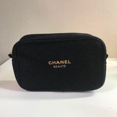 CHANEL BEAUTE Pouch Black 13×20×5cm *No Box* Christmas limited