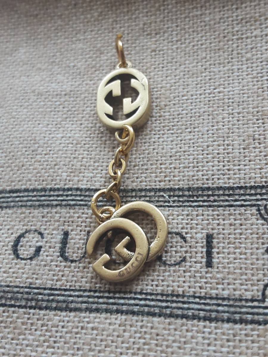 100% Gucci 1 pieces vintage zipper pull metal Logo gg