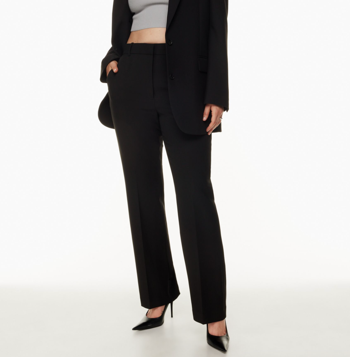 $148 BABATON 82767 Black Publish High Rise Bootcut Dress
