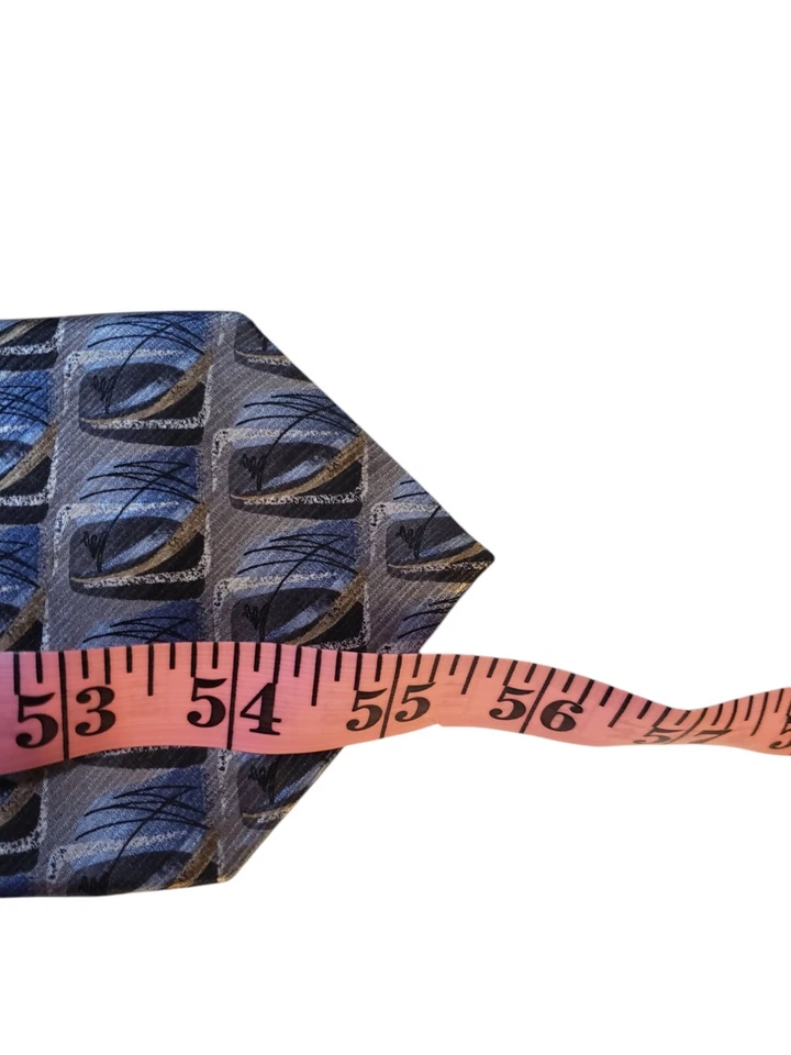 Gianfranco Ruffini Italy Neck Tie Mens Luxury Blue Black Gold Abstract Geometric - Image 4 of 4