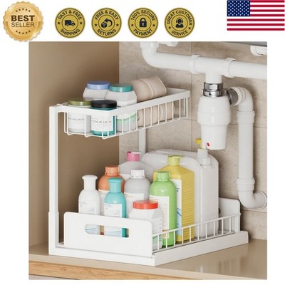 Versatile Pull-Out Storage Organizer for Bathroom, Kitchen, and Laundry - White