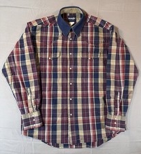 WRANGLER Pearl Snap Vintage Men Western Shirt Size XL Blue Red Plaid