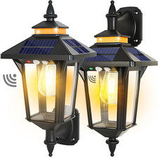2 Pack Solar Wall Lantern Lights Outdoor with 3 Lighting Modes Motion Sensor