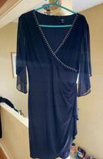MSK Black Dress Size 12 Rhinestone Trim Polyester Spandex