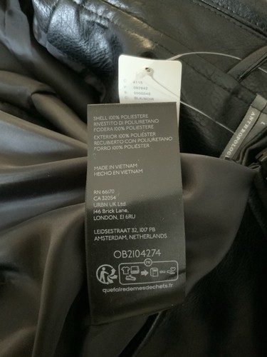 NWT ANTHROPOLOGIE FAUX LEATHER MOTO JACKET BLACK LARGE - Picture 8 of 8