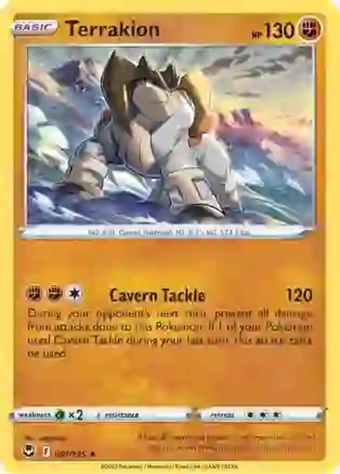 Terrakion - 097/195 - Holo Rare (Near Mint) Silver Tempest - Fighting Pokémon