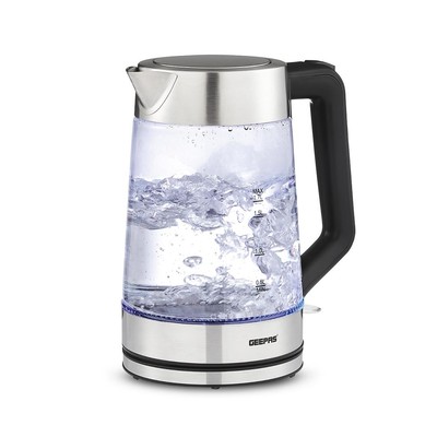 GEEPAS 3000W Elektrischer Wasserkocher Kabellos 1,7L Blau LED Leuchtglas
