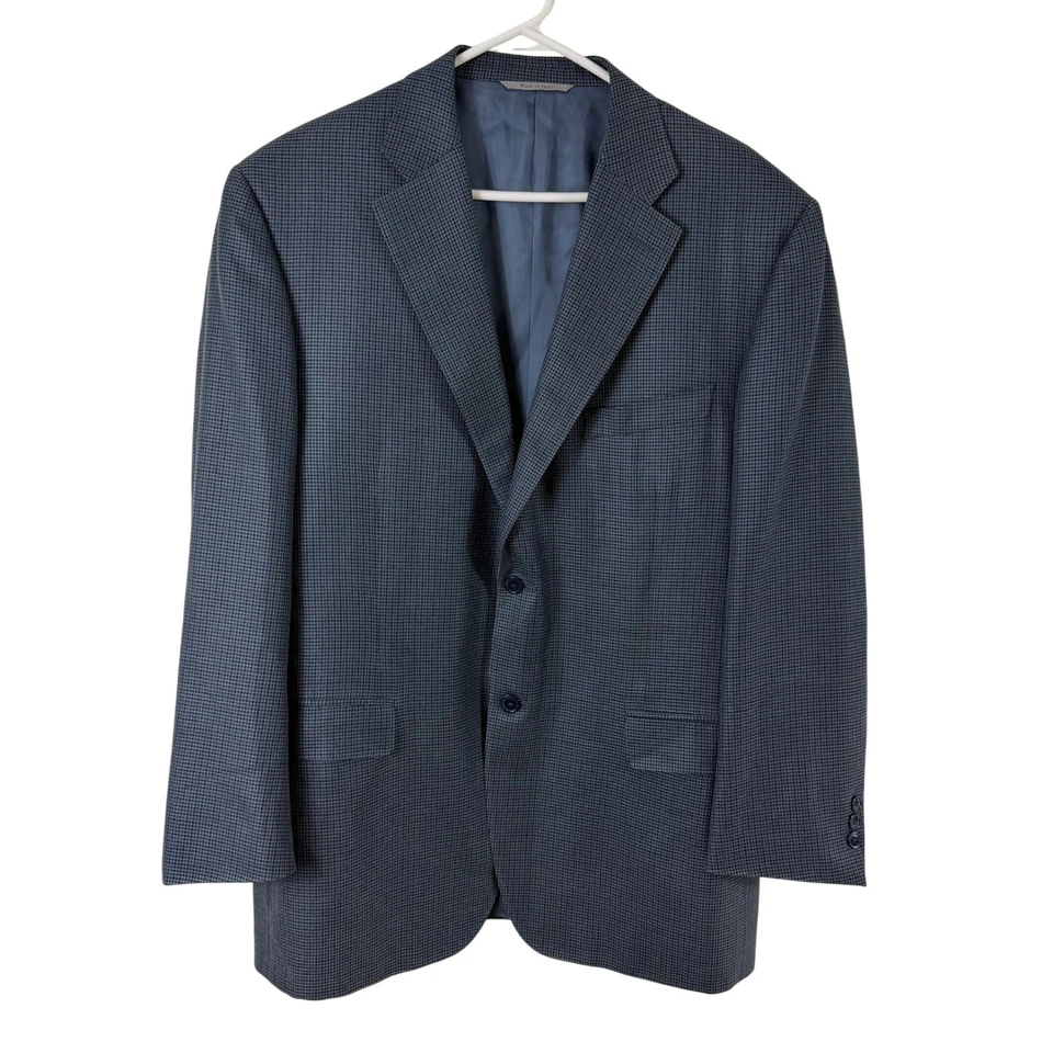 Canali Men's 38R Silk Wool Blazer Blue/Gray Micro Houndstooth Made in Italy 38R - Image 2 of 4