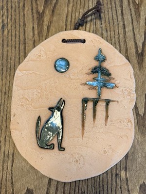 Gallery of Rich and Viv Miller Southwestern Coyote Clay Glazed Wall Plaque