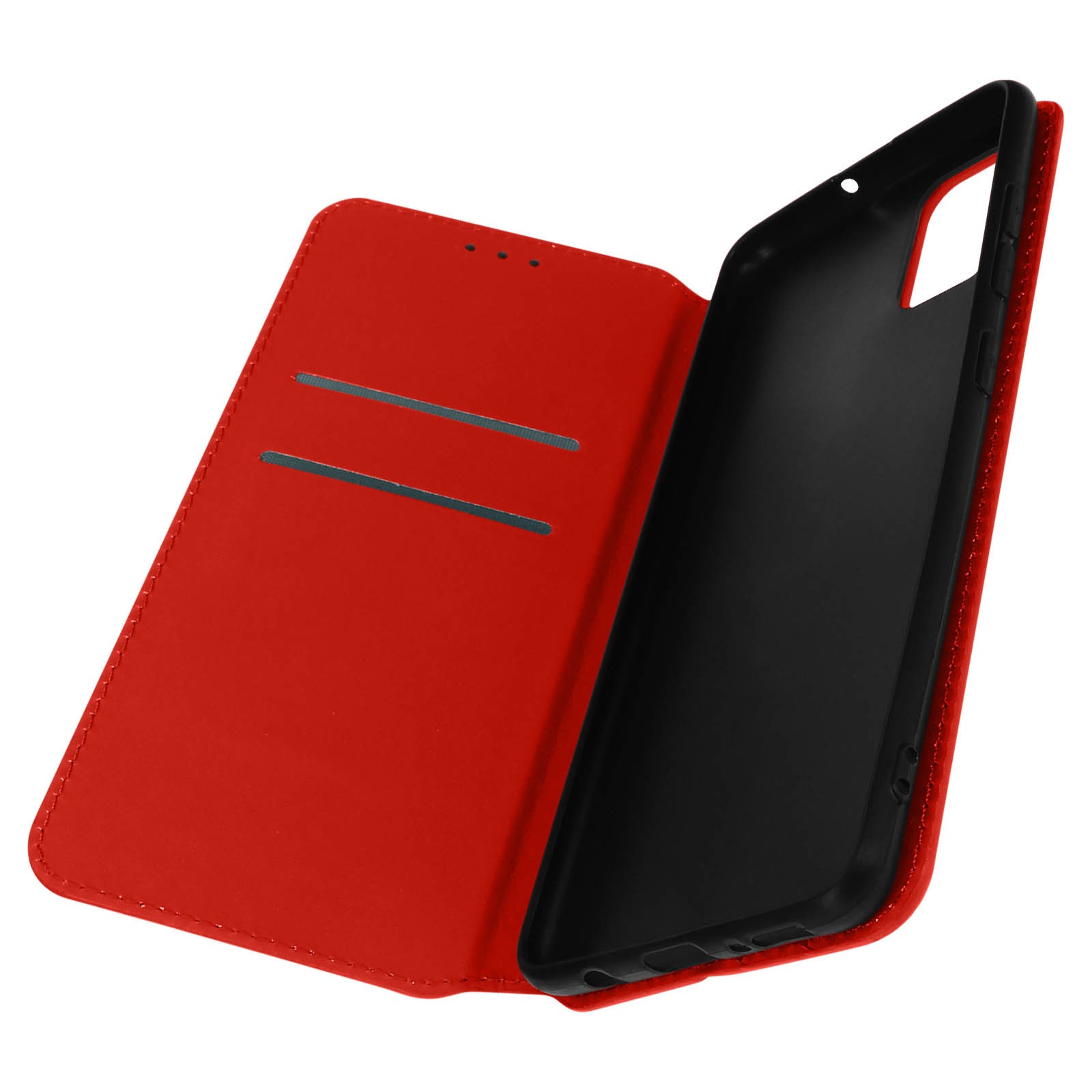 Coque Galaxy A51 style folio rouge pour regarder vos vidéos les mains libres