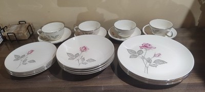 Zylstra Rose Fine China 20-Piece Set USA Permacal Silver Trim